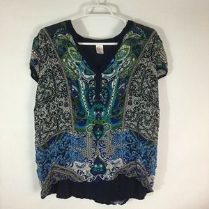 Bila XL paisley blue green top lightweight